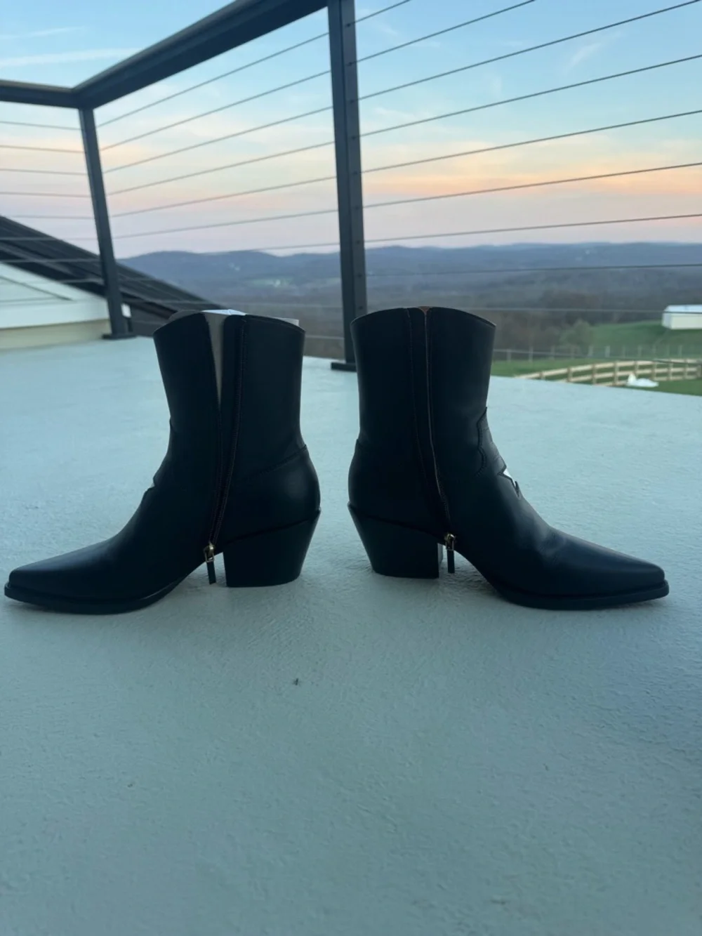 Dior Black Leather Western Ankle Boots with White Star - Picture 4 of 8